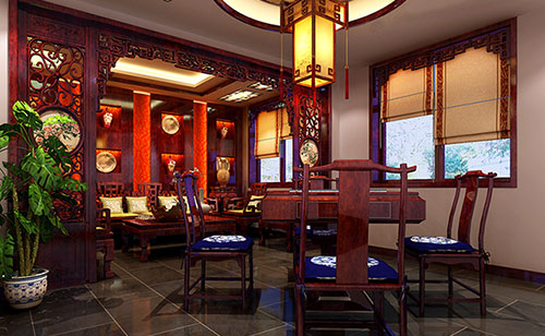 沙依巴克古典中式风格茶楼包间设计装修效果图