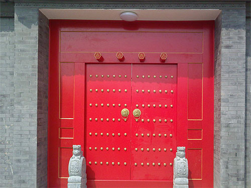 沙依巴克中国传统四合院系列朱红色中式木制大门木作